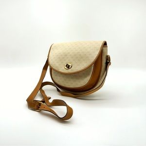 Vintage Cream Leather logo Gucci bag